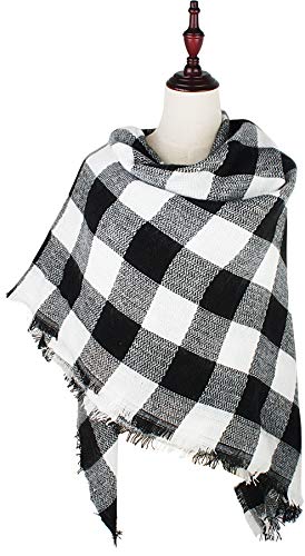 VIVIAN & VINCENT Fall Winter Scarf Classic Tassel Plaid Tartan Warm Soft Chunky Large Blanket Wrap Shawl Scarves for Women4