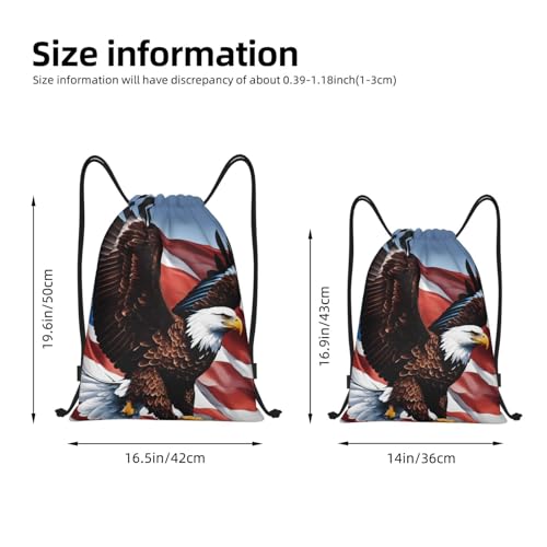 Eagle with USA Flag print Drawstring Bag Sack Gym Bag Ditty Bag for Gym Traveling, Hiking, Yoga, Shopping for Adult4