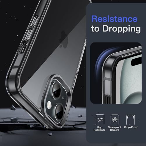 JETech iPhone 15 6.1インチ用 保護ケース 黄ばみなし 衝撃吸収 バンパーカバー 傷つけ防止 クリアバック (ブラック)