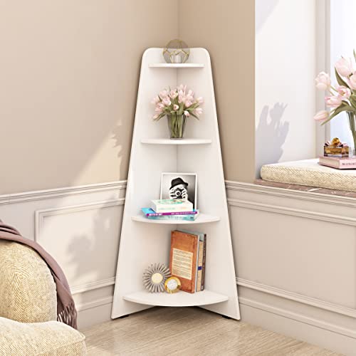 Image of Home Centre | Helios Reynan Mafra 4-Tier Corner Shelf | Engineered Wood, for Living Room | White