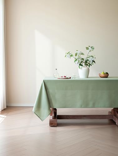 Placidy Sage Green Tablecloth for Rectangle Tables 6-8 Person Farmhouse Neutral Table Cloth Rectangular Kitchen Decoration Dining Spring Pastel Green Table Cover Washable 60x84