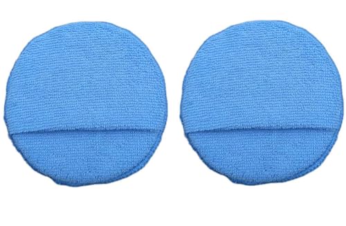 cyclingcolors 2X éponge Microfibre à polir Anti Rayure Moto Voiture carrosserie intérieur extérieur Tampon applicateur Manuel nettoyant Bleu Ronde, 120mm