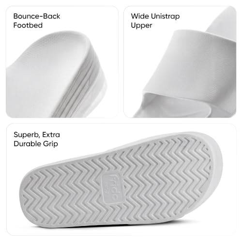 Image of Frido Arch Comfort Slides for Women & Men, Built-In Arch Support, Cushioned EVA Footbed, Non-Slip Sole, Indoor & Outdoor Slippers for Home, Beach, Pool, Travel & Daily Wear