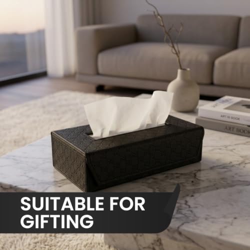 Image of Dhides Handcrafted Tissue Paper Tissue Holder Car Tissue Box Textured Black Colour