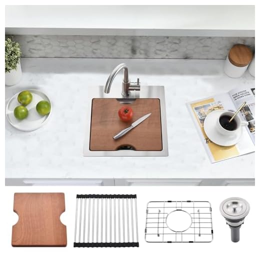 15 Inch Drop In Bar Sink Workstation-SOMRXO 15×15 Drop In Bar Sink Topmount Kitchen Sink 16 Gauge Stainless Steel Bar Sink RV Sink 9 Inch Deep Single Bowl Kitchen Sink Bar/Prep Sink With Cutting Borad