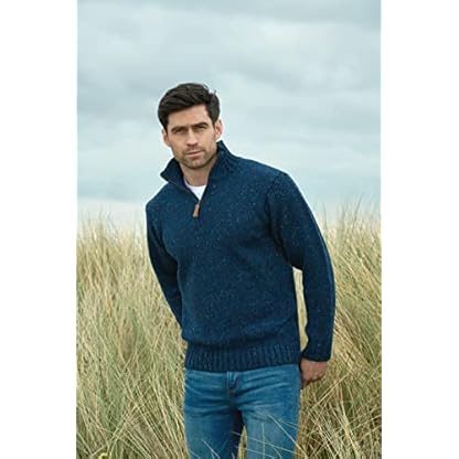 Aran Crafts Men's Irish Cable Knitted Half Zip Sweater (100% Donegal Wool) - Image 3
