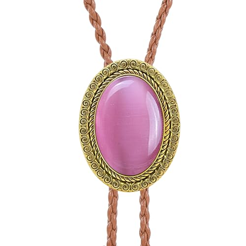 Image of Jeilwiy Bolo Tie for Men Real Stone Westwern Cowboy Ties Silver Bolos Women Leather Necktie Gift for Birthday Christmas