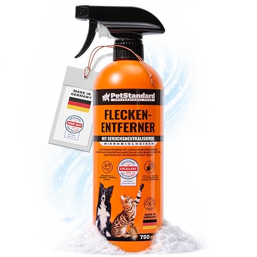 PetStandard Enzymreiniger für Katzenurin & Hundeurin – Fleckenentferner & Geruchsentferner für Teppiche & Polster | Extra Schaumkraft | Made in Germany | 750ml