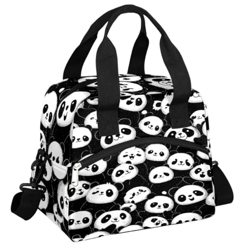 oooJHooo Lunch Bag for Women Adult Cute Animal Panda Reusable Insulated Lunch Box with Adjustable Shoulder Strap,Waterproof Portable Cooler Tote Bags for Work Picnic Beach Travel Office,Q-11