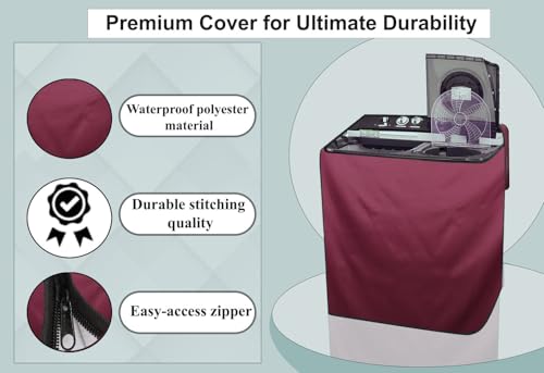 Image of Stylista Washing Machine Cover Compatible for GODREJ 7.2KG Semi-Automatic Top Loading WSEDGE CLS+ 7.2 TN3 M WNRD, Maroon
