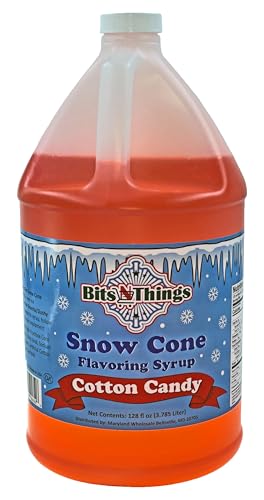 Bits N Things Cotton Candy Flavoring Syrup | Gluten-Free | Snow Cone and Snowball | 128 oz.
