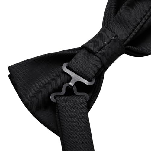 Image of Hi-Tie Bow Ties for Men Pre-Tied Pocket Square with Cufflinks Mens Bowtie Sets for Wedding Formal Party