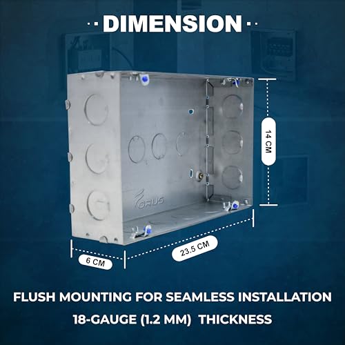 Image of Forus 16 Module Concealed GI Modular Box | 18 Gauge Heavy Duty Galvanized Iron Junction Box | Rustproof Flush Mount Electrical Switch Box 9x6 Inch for Home & Office Wiring (1 Pc)