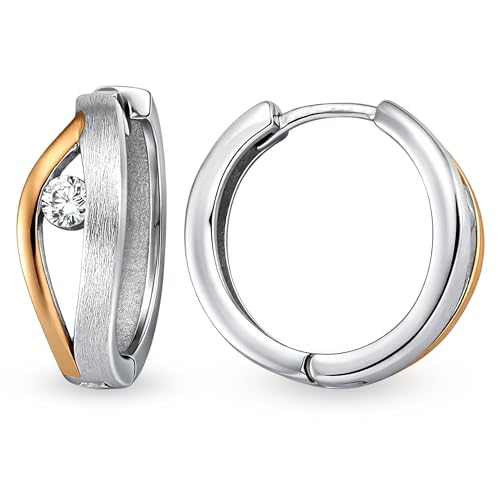 Vinani Klapp-Creolen Damen 925 Sterling Silber – Runde Creolen mit weißen Zirkonia rosévergoldet – Elegante Silber Ohrringe für Frauen – Nickelfrei & antiallergisch – Designed in Deutschland, 2CGA