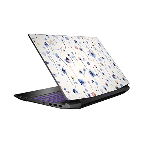 Skin vinyle pour HP Pavilion 15.6 Ninola Bleu Doux Floral autocollant de protection PC portable