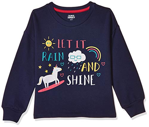Image of Amazon Brand - Jam & Honey Girl's Cotton Winter Crew Neck Sweatshirt