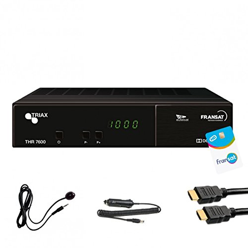 Triax THR 7600 HD Récepteur satellite + Carte FRANSAT + Cable 12V + Deport IR + Cable HDMi 2M