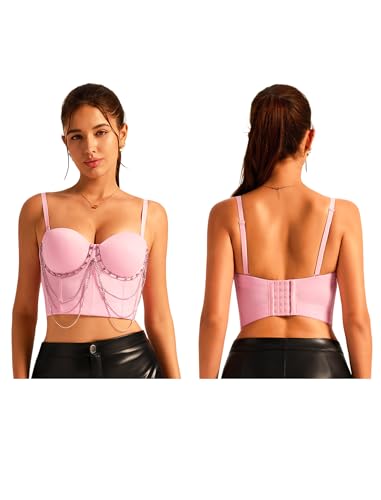 Corset sexy à paillettes femme avec crochet costume pom-pom girl