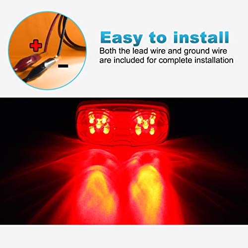 Partsam 5Pcs Double Bubble Bullseye Led Side Marker Clearance Lights Red 10 Diodes Surface Mount Waterproof 4" Rectangular Rectangle Tiger Eye Led Marker Lights For Rv Truck Camper Orv Atv Motorcycle #TOP3