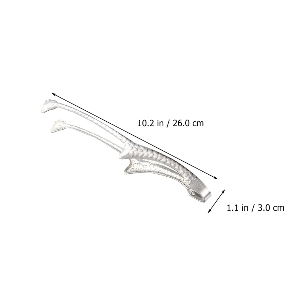 ACiyD 3pcs Pinces à Nourriture en Acier Inoxydable Style Japonais Pinces à Steak Fruits légumes Pinces de Service avec Support pour Cuisine à Domicile (Argent)