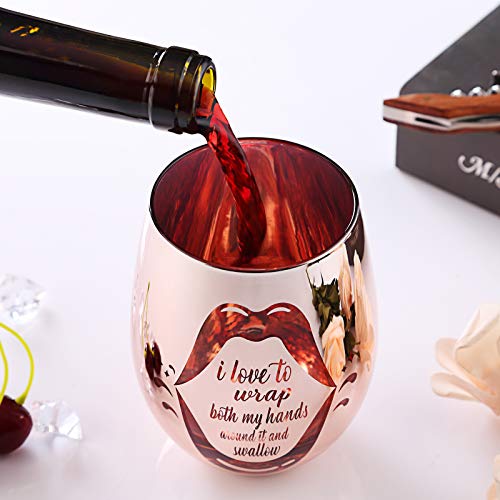 Naughty Bachelorette Gifts - Funny Gag Gifts For Women - I Love To Wrap Both My Hands Around It And Swallow Wine Glass #TOP6