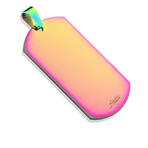 Bungsa® Bunte Erkennungsmarke Gravierbares Dog Tag Regenbogen ID Platte Edelstahl Männer (Militär Gravur Armee Hundemarke Ketten-Anhänger Pendant Chirurgenstahl Damen Herren)