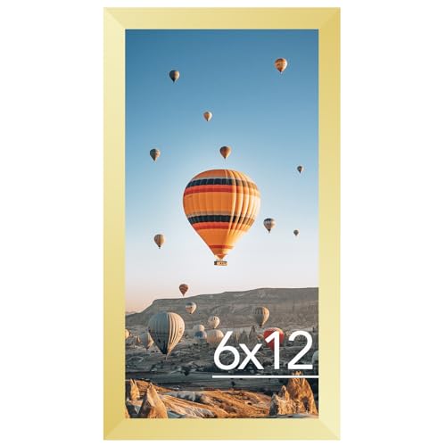 Image of JCJMY 6x12 Picture Frame Gold for Wall Hanging, Wall Mounting Horizontally or Vertically, 6 x 12 Wall Gallery Poster Photo Frame with Shatter Resistant Plexiglass, Gold