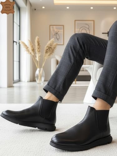 Image of Carlton London Men's Modern Ankle Chelsea Slip-On Boot with Lightweight