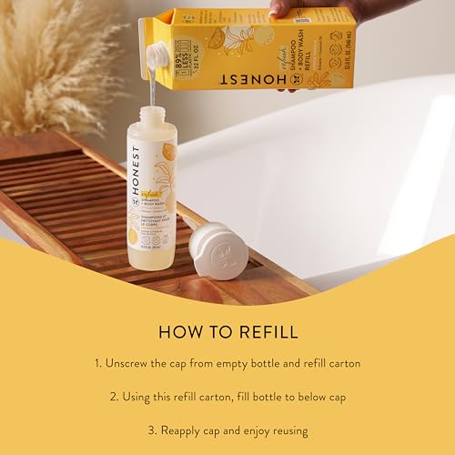 Image of The Honest Company 2-in-1 Cleansing Shampoo Body Wash Refill Carton, Gentle for Baby, Naturally Derived, Tear-free, Hypoallergenic, Citrus Vanilla Refresh, 32 fl oz