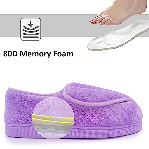 Image of Git-up Women Soft wide Slippers Memory Foam Closed Toed Diabetic Arthritis Edema House Slippers