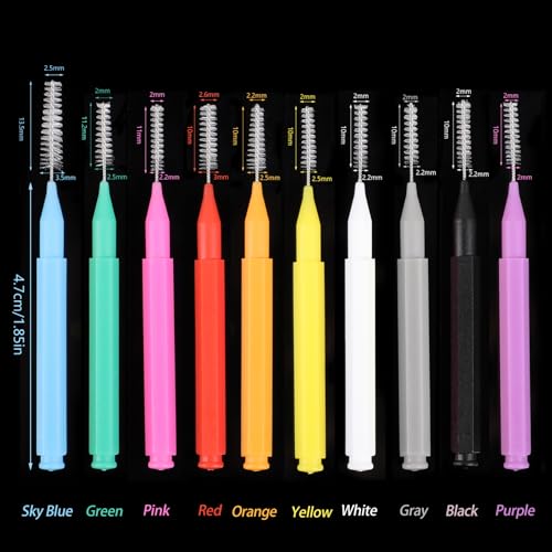 Image of 100 Pcs Interdental Brushes, 6 Sizes Braces Flossers for Cleaner | Braces Brush Soft Dental Brushes Toothpicks Dental Floss Picks Dental for Braces Oral Cleaning(10 Colors)
