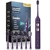 Cepillo Electrico, Cepillo de Dientes Eléctrico, Cepillos de Dientes Eléctricos Sónicos, Cepillo Dientes Electrico - 3 Intensidades, 5 Modos, 40000VPM, IPX7, Autonomía 180 Días y Temporizador, Morado