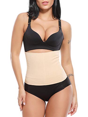 SLIMBELLE Womens High Waist Trainer Postpartum Recovery Belly Wrap Tummy Control Corset Shapewear for Weight Loss M&L Nude
