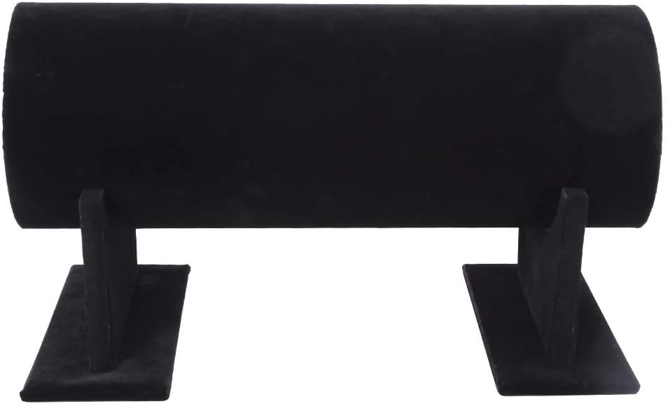 Black Headband Stand Holder Rack, Hair Jewelry Display Accessory, Wood Base with Thick Lint Cloth, Elegant Storage Solution for Headbands Necklaces Earrings