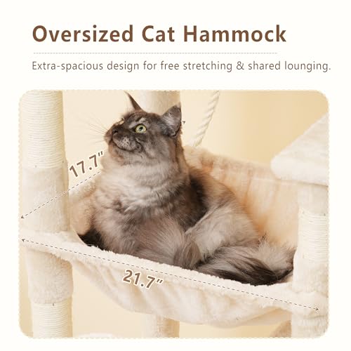 Image of Heybly 64.2 inch Heavy-Duty Cat Tree for Large Cats with Wide Base HCT027M