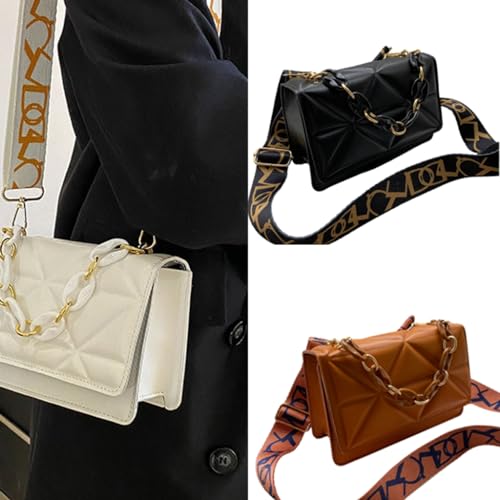 Chain Bag Versatile Crossbody Bag Wide Band Shoulder Bag for Women Girl PU Bag3