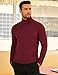 COOFANDY Men's Turtleneck Slim Fit Lightweight Sweater Fashion Stretch Ribbed Pullover Sweaters Wine Red