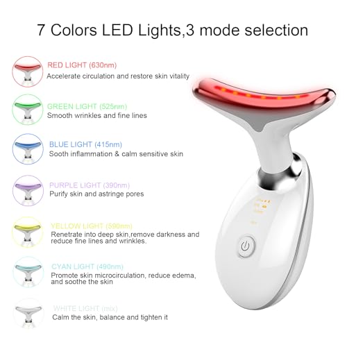 Face and Neck Massager，Multifunctional Facial Skin Care Tools,7 Color Led Face and Neck Beauty Device for Home Use - Thumbnail 2
