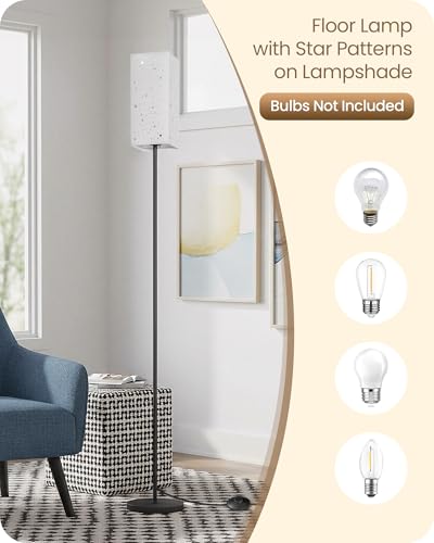 Image of 64.6 inch Floor Lamp, with Foot Switch, Standing Lamp with Sky Stars Design, Modern Freestanding Lamp (Bulb Not Included), for Living Room, Bedroom, Office, ETL Listed,Gray Starry Sky AH07LD05