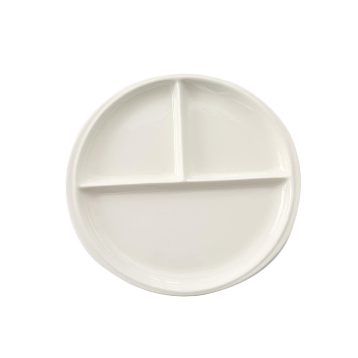 Assiette de Petit-déjeuner en Céramique Blanche Trois Compartiments, Bord Lisse, Assiette Ronde Simple pour Magasin de Meubles ou Salon de Thé Style Aléatoire