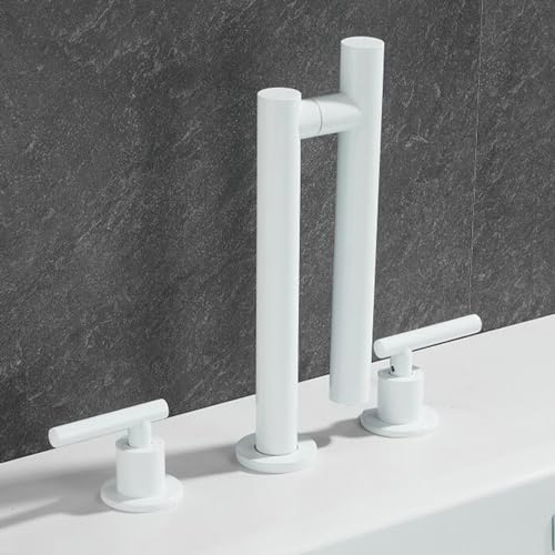Robinet mitigeur de lavabo en laiton blanc chic à 3 trous et double poignée rétro