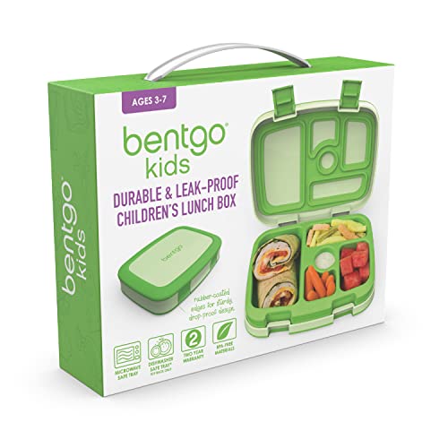 Bentgo® Kids Leak-Proof, 5-Compartment Bento-Style Kids Lunch Box - Ideal Portion Sizes For Ages 3 To 7, Bpa-Free, Dishwasher Safe, Food-Safe Materials, 2-Year Warranty (Green) #TOP6