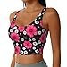 Women Girls Sports Vest U-Shaped Back Comfy Athletic Tops with Bralette Pads Sleeveless Sportswear for Training Fitness, Cherry Branch Pink Blossom Floral