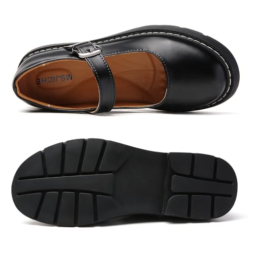 Mary Jane Shoes Women Platform Non-Slip Classics Round Toe Ankle Strap Comfort Casual Dressy Work Mary Jane Oxford Shoes3