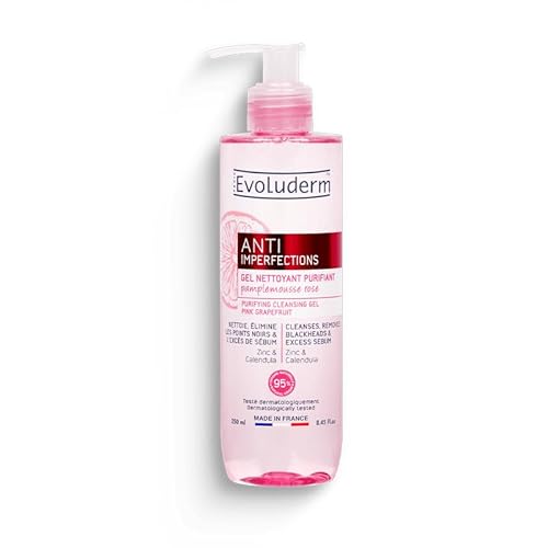 EVOLUDERM – Gel Nettoyant Purifiant Anti-Imperfections - 250 ml - 95% d’Origine Naturelle - Végan - Fabrication Française