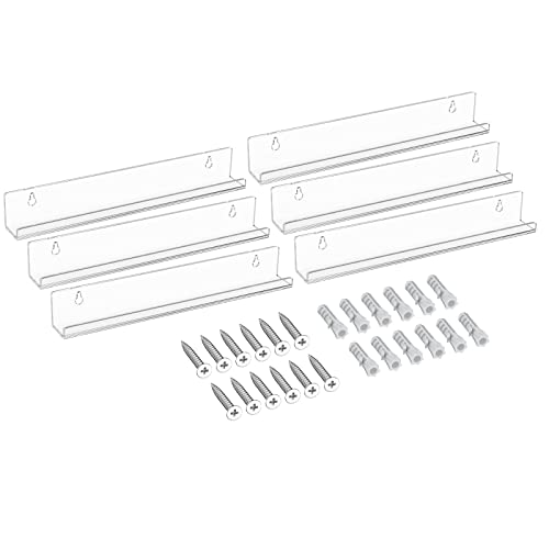 FEMELI Vinyl Record Shelf Wall Mount - 6 Pack 12-inch Clear Acrylic Album Record Holder Display Rack - Art for The Records Collector - Thumbnail 7