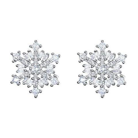 EVER FAITH 925 Sterling Silver Snowflake Stud Earrings Cover