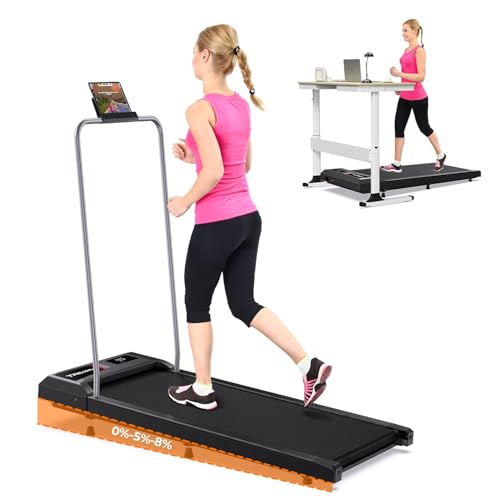 Laufband für Zuhause mit Neigung & Sicherheitsgriff, 2.5 PS Walking Pad, 8 km/h, 2 in 1 Under Desk...