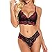 Ensemble de lingerie sexy pour femme coquine - Lingerie en dentelle - Dos nu - Soutien-gorge + slip - 2 pièces - Nuisette érotique - Sous-vêtements, 01 Wine, M