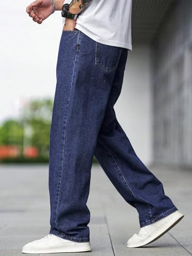 Image of dockstreet Men Baggy Denim Jeans in Pure 100% Cotton Denim || Stretchable (Jet Black) and Stretchable (Colored) Jeans || Unisex Designs||Jeans||